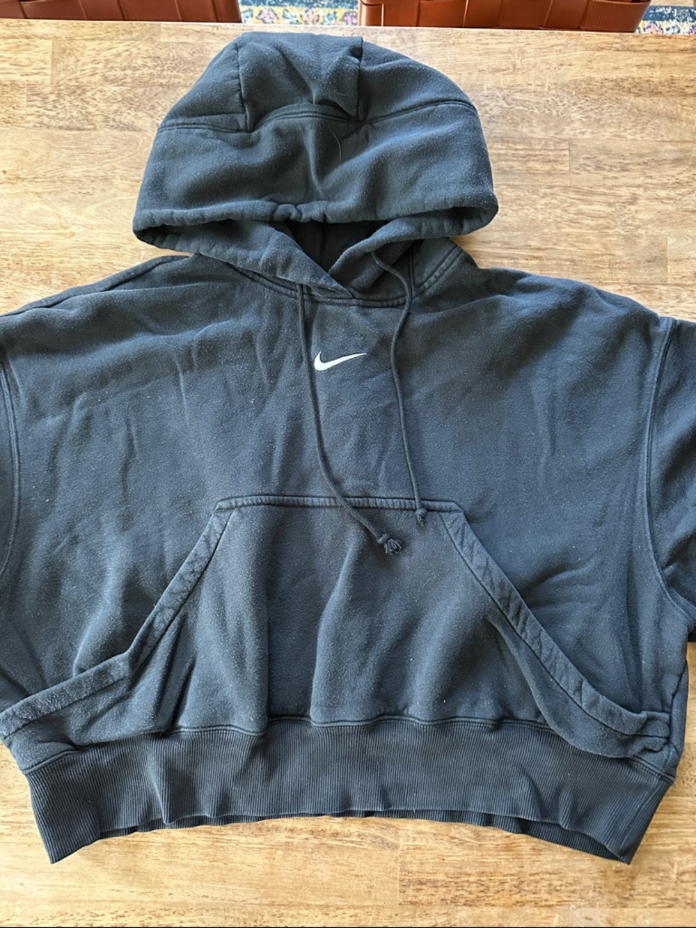 Nike Black Hooded Pullover Sweatshirt with White Swoosh